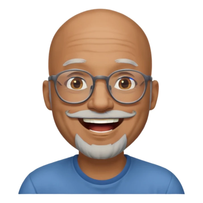 bald headed brown man gray beard glasses laughing sticker