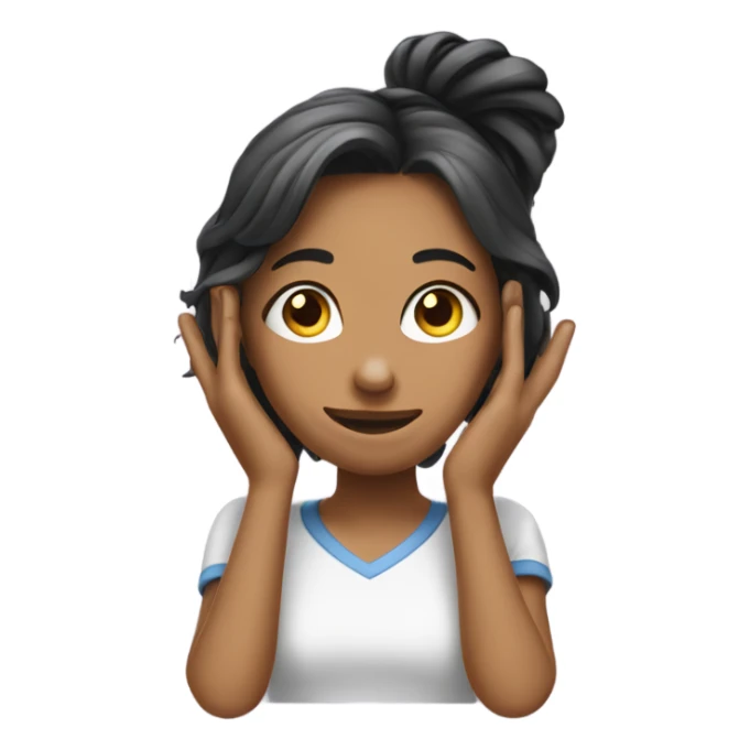 Girl tucks hair behind ear with a smirk sticker