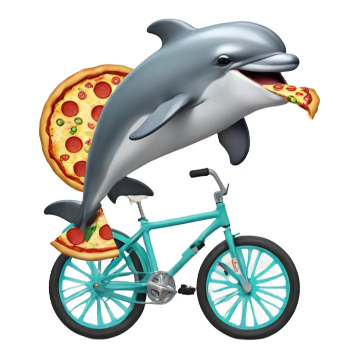 Dolphin eating pizza whilst riding a unicycle  sticker