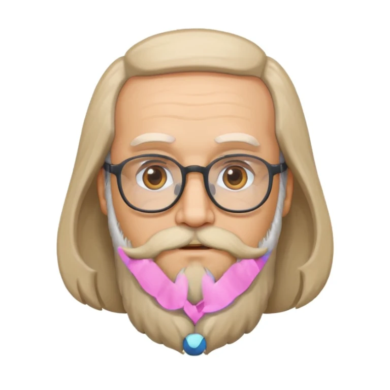 Mendeleev scientist emoji with beard and glasses, neutral background sticker
