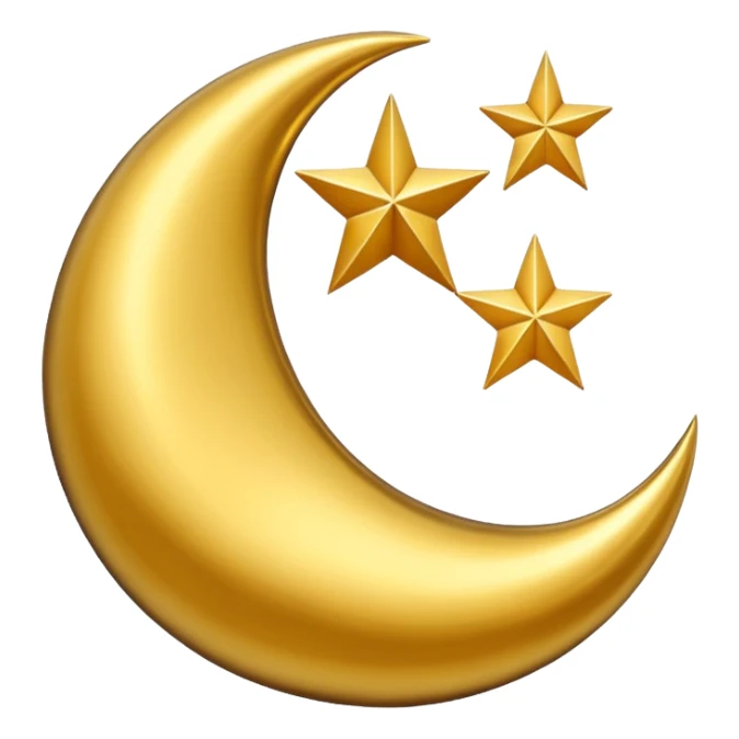 Star and Crescent emoji with black background and no face only star and crescent. sticker