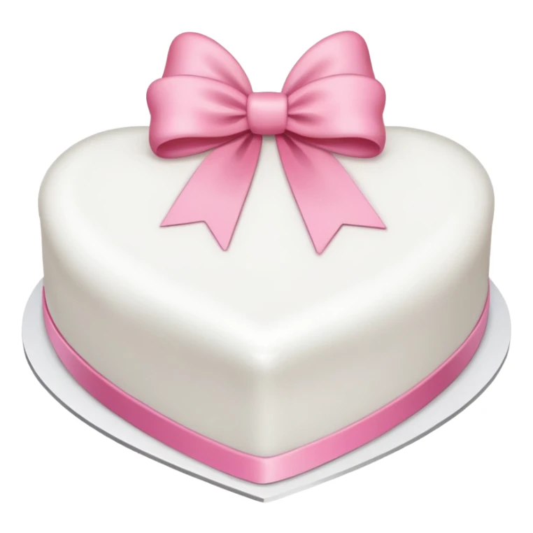 white heart shaped birthday cake with pink bow sticker
