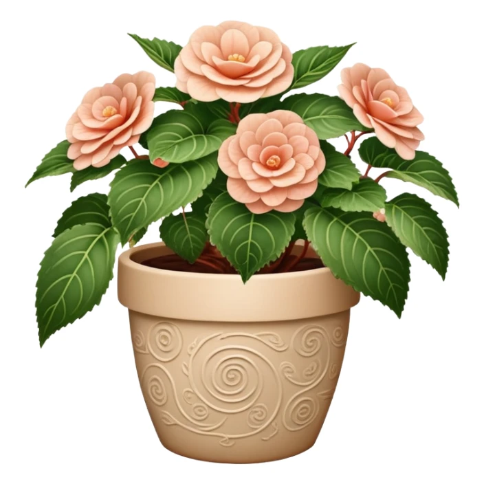 Begonia Rex in a beige pot with spiral pattern leaves sticker