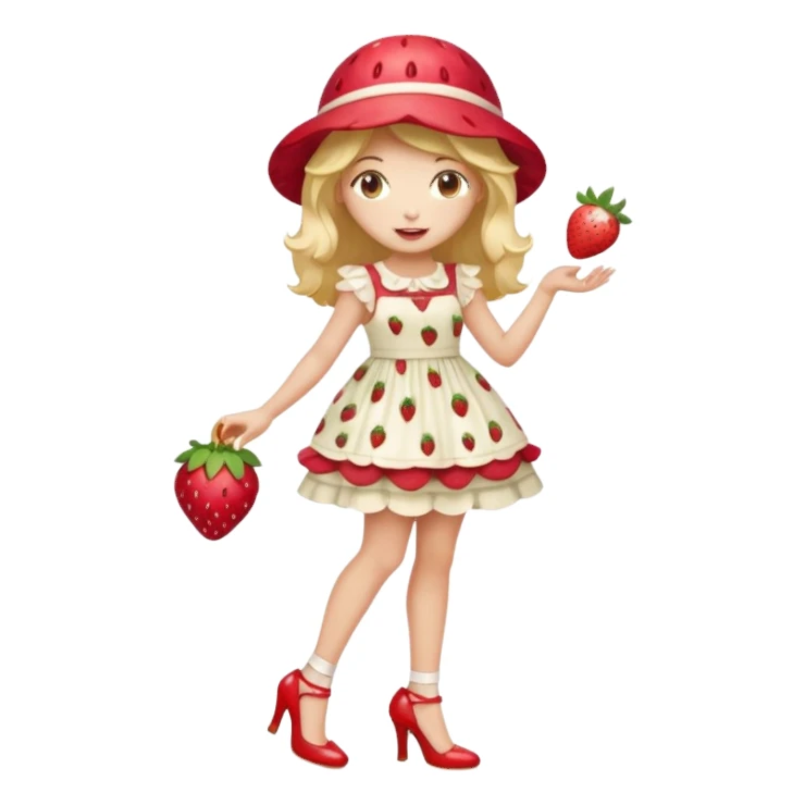pretty and cute realistic modern day strawberry shortcake full body with high heels sticker