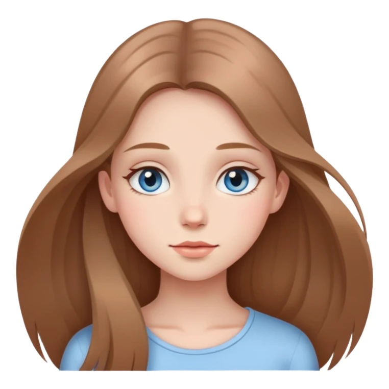 Defined Girl with long thin, light-brown hair, sky eyes, lots of blush sticker
