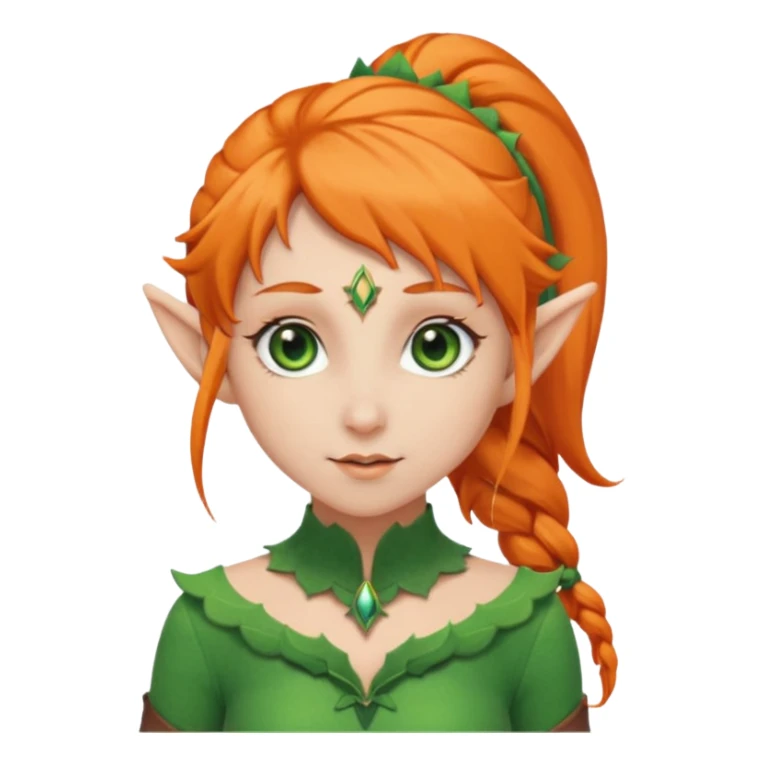Orange Haired Elf, Elf girl with orange ponytail hair sticker