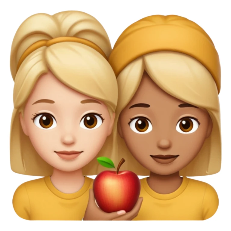 two people talking to each other, close up, friendly expression, apple emoji style sticker