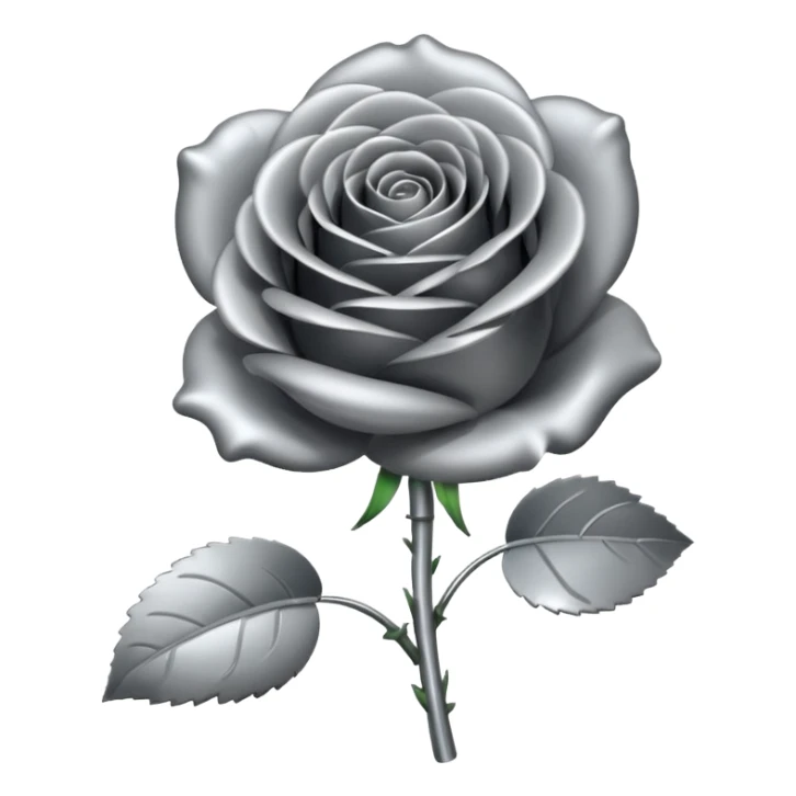 gray metal chrome rose, without green leaves, just flower sticker
