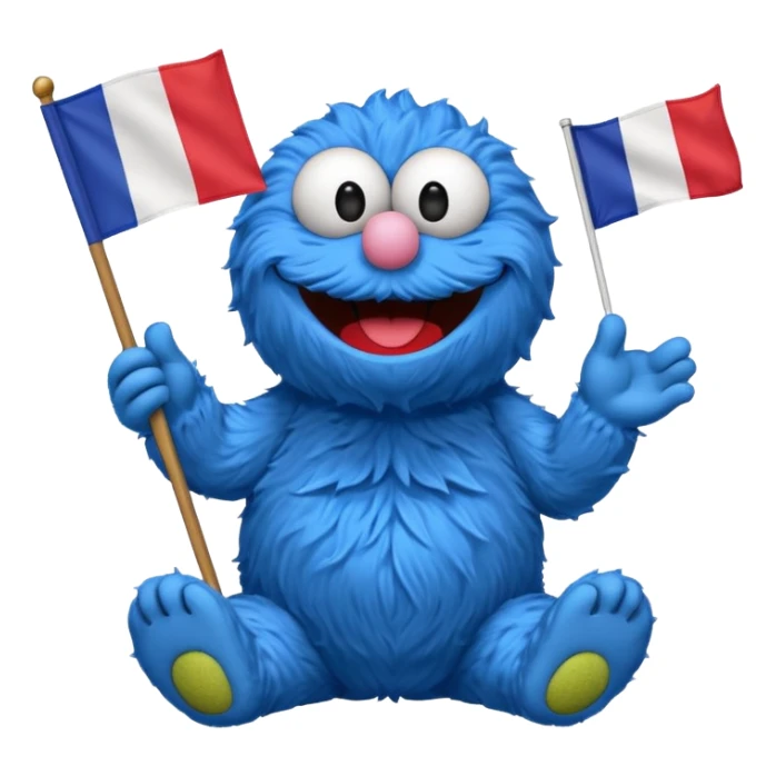 cookie monster with french flag sticker