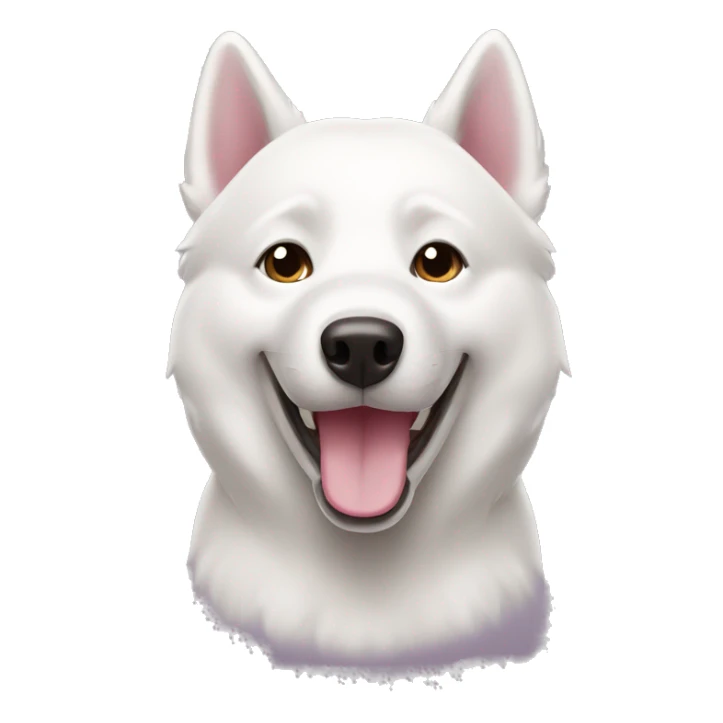 Happy white husky with brown eyes and pink nose sticker