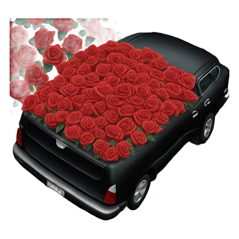 black open car trunk with red roses left in it sticker
