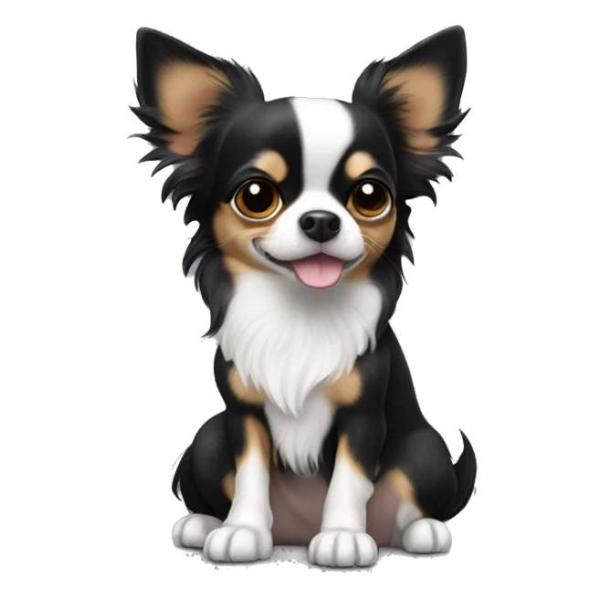 Black tri and Merle long haired chihuahua sticker
