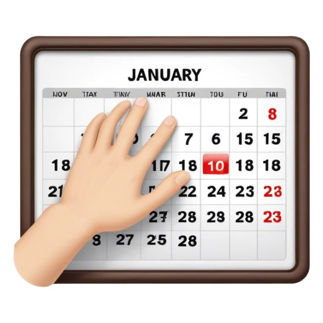 Flipping the calendar of January without guy sticker