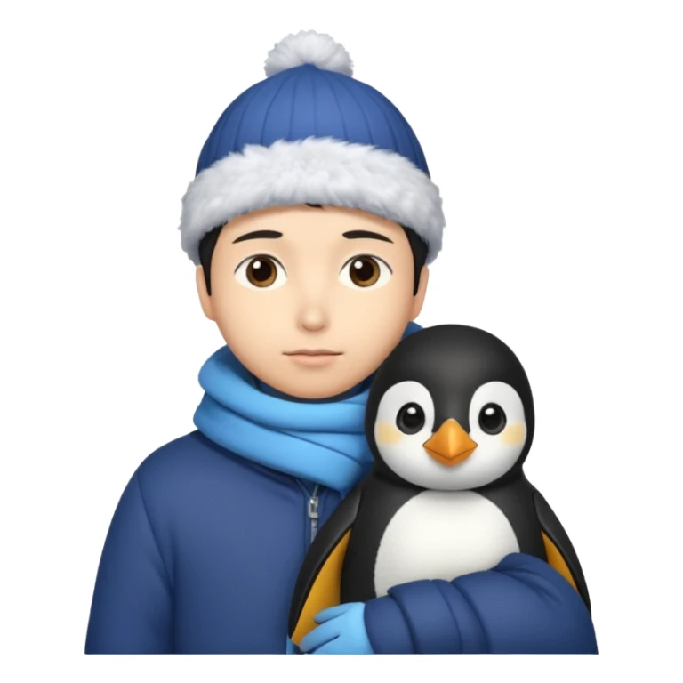 Winter penguin lying on Akashi Seijūrō’s shoulder with Akashi wearing winter clothes sticker