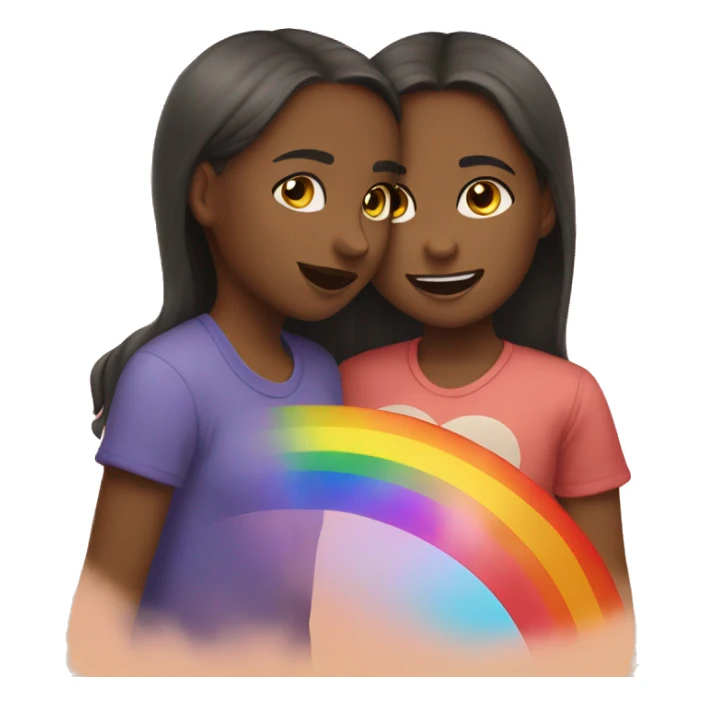 two girls kissing with a rainbow background  sticker