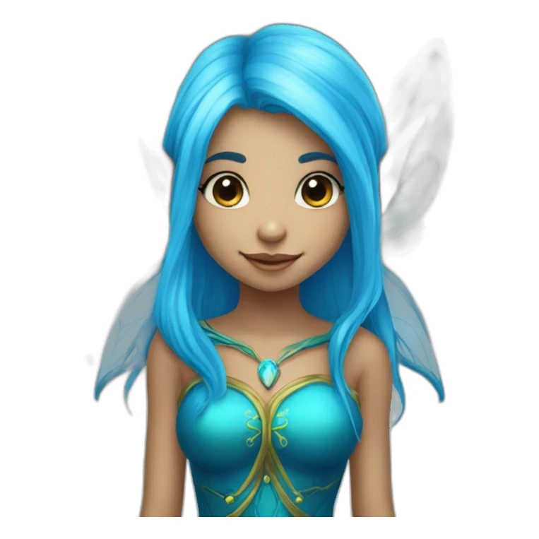 cute marine blue elf fairy with long hair sticker