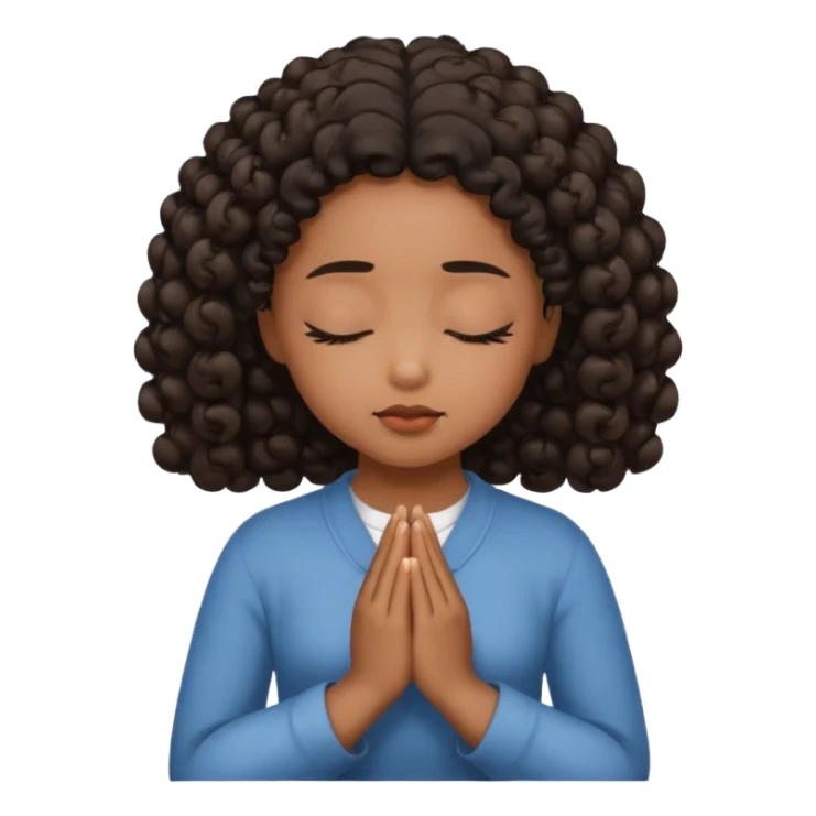 brown girl praying curls black hair and eyes closed sticker