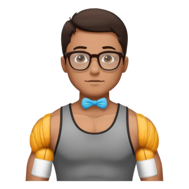 Male core muscles white dark brown hair round glasses sticker