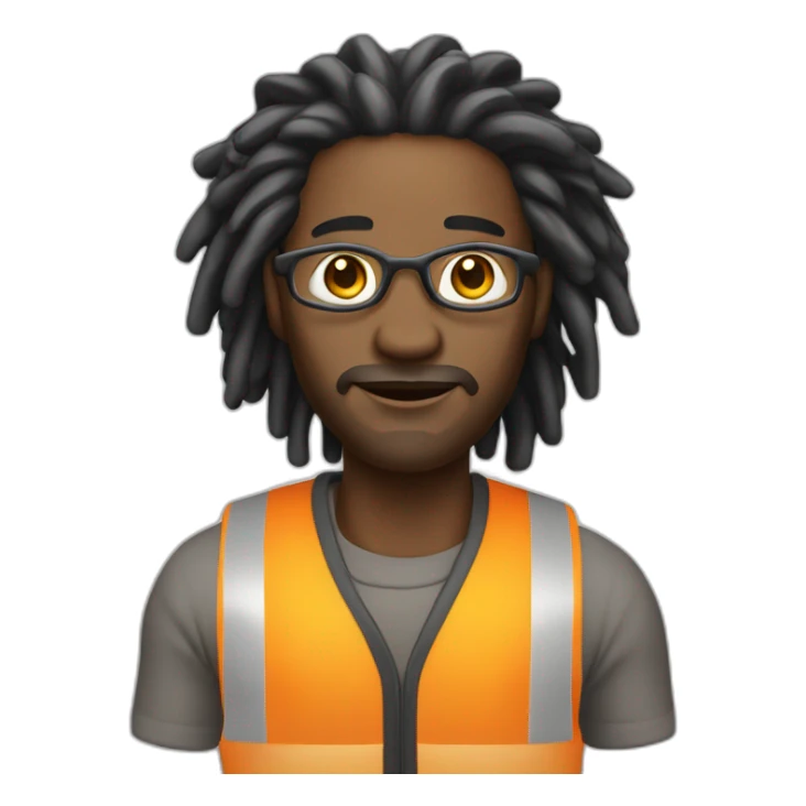 A black man with dreadlocks, around 50 years old, wearing construction attire  sticker