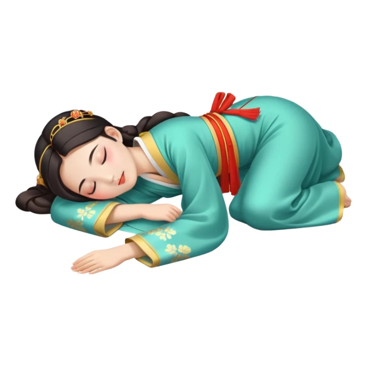 Beautiful girl in Hanfu lying on the ground sleeping sticker