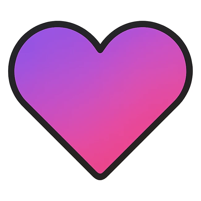 gradient heart icon blending purple and pink, modern icon style, clean lines, no text sticker