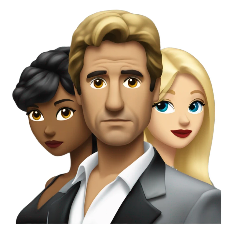 Tony Montana serious with 2 beautiful blondes with their arms around him sticker