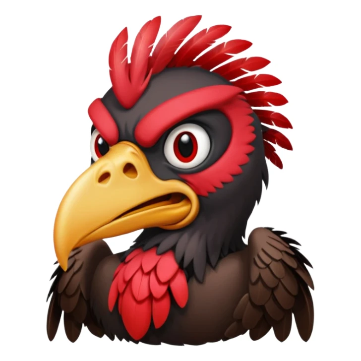   Old black and red angry  vulture looking ahead sticker