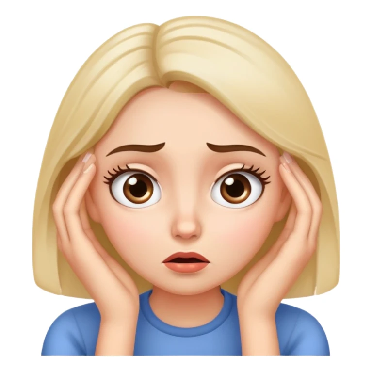 Woman with both hands on cheeks, confused wide-eyed expression sticker