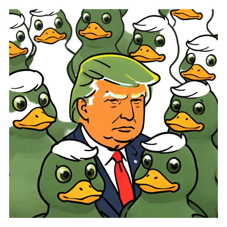 ducks ruling the world with Donald trump wigs sticker