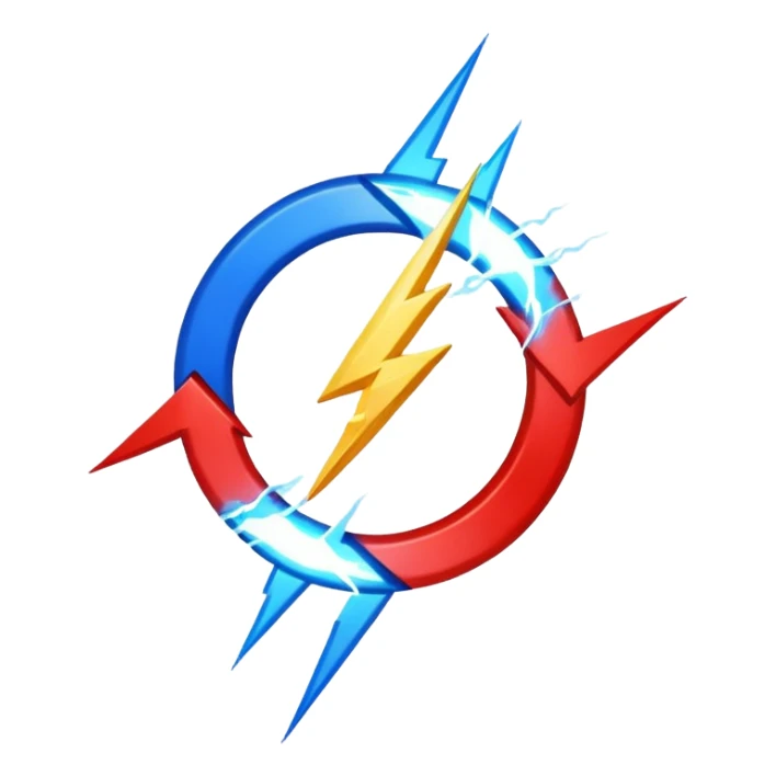 Red and blue lightening in a circle shape with effects like real one  sticker
