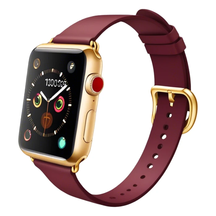 Burgundy Gold Apple Watch with a band on an angle sticker