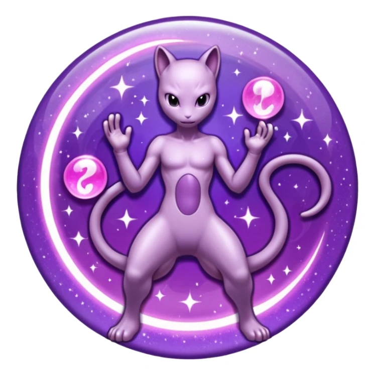 Pokemon legendary glitter purple and pink mewtwo sticker
