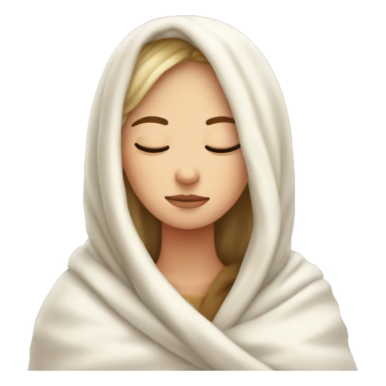 Cozy white girl wrapped in blanket with her eyes closed  sticker