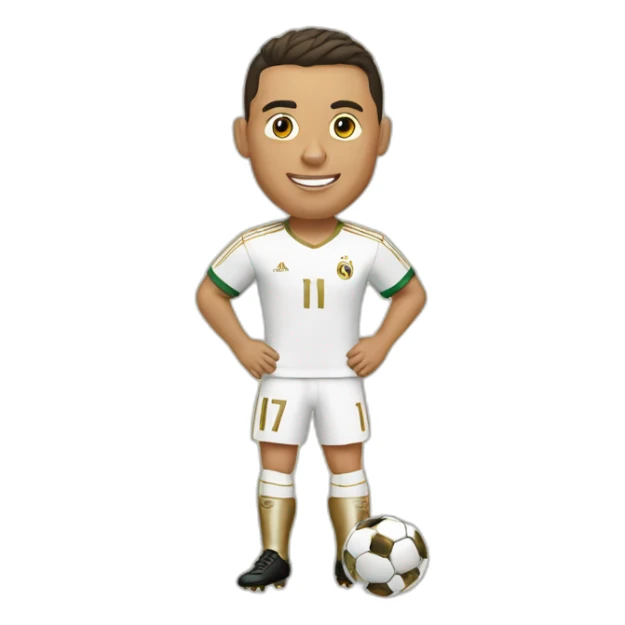 Ronaldo with a gold Soccer and a gold boots sticker