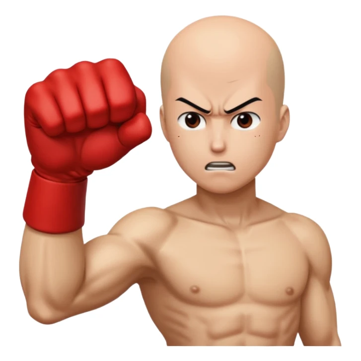 Angry Saitama with his red giant hand punching (just punch), no-face sticker