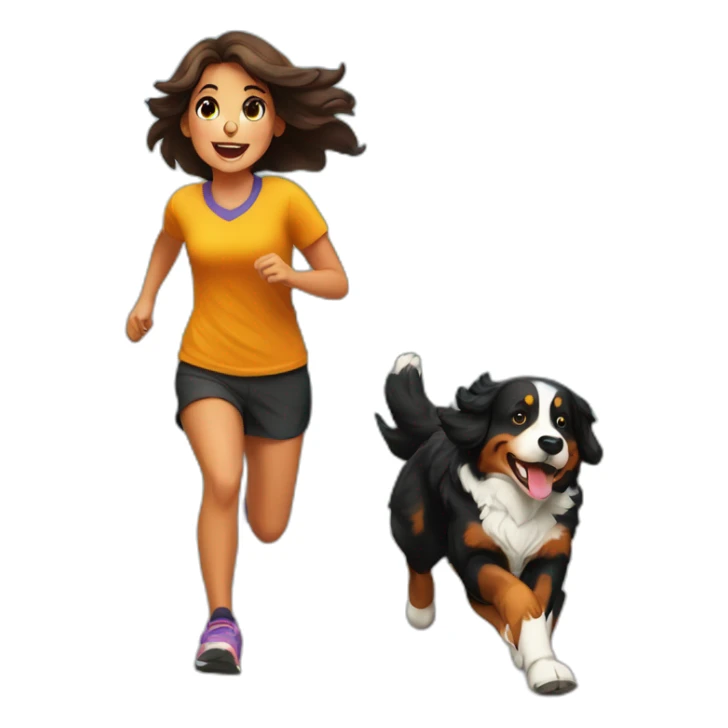 Bernese mountain dog running with girl sticker