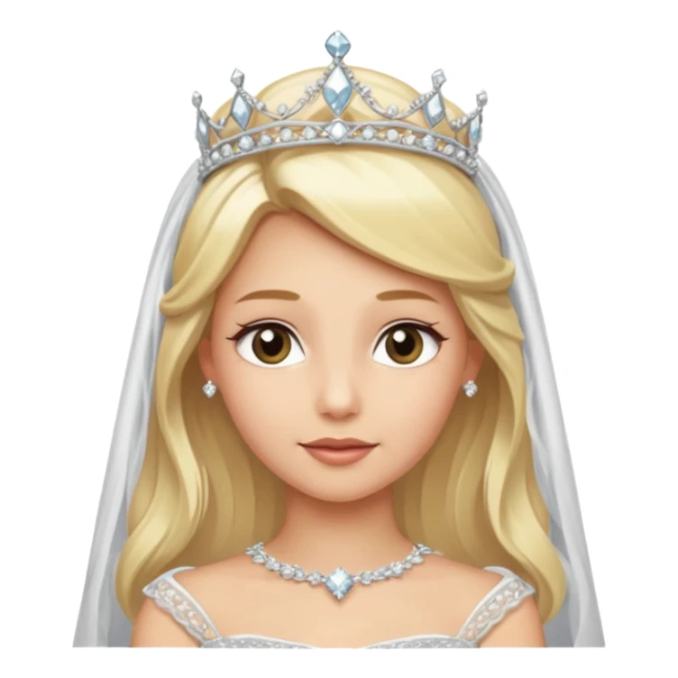 blonde bride silver diamond tiara and veil sticker