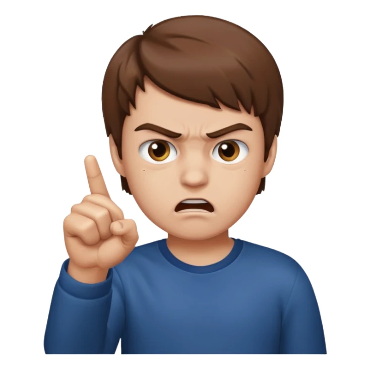 angry boy pointing fingure at his own face sticker