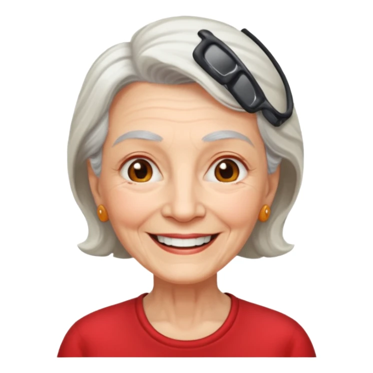 elderly woman with red shirt sticker