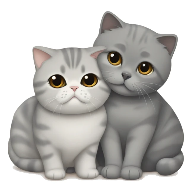 Grey Scottish fold is cuddling with a beige British shorthair  sticker