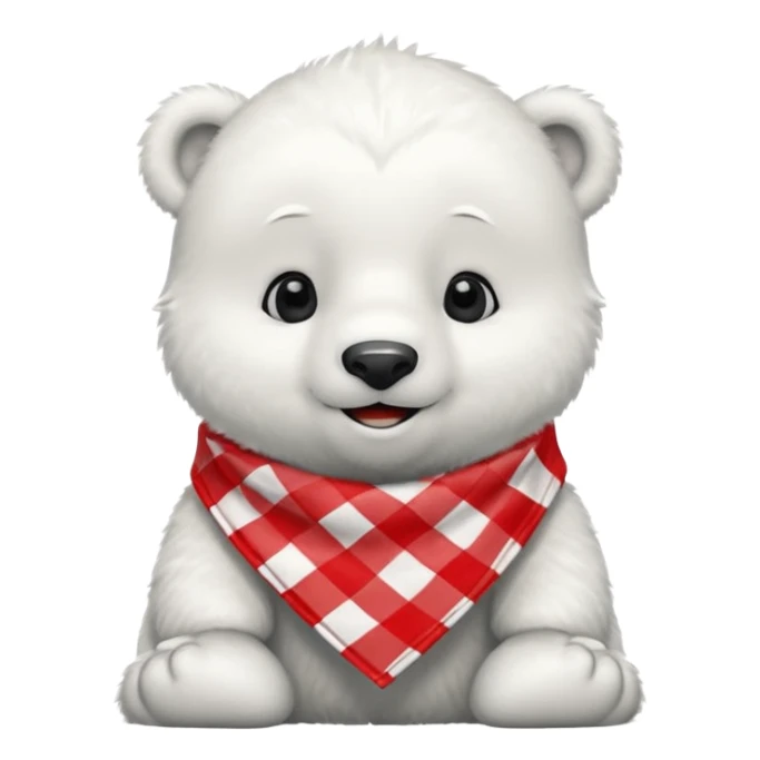 baby polar bear wearing a red and white checkered Neckerchief sticker