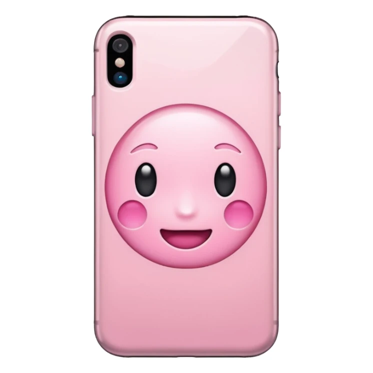 pastel pink iPhone, with a shiny finish, iOS Apple emoji style sticker