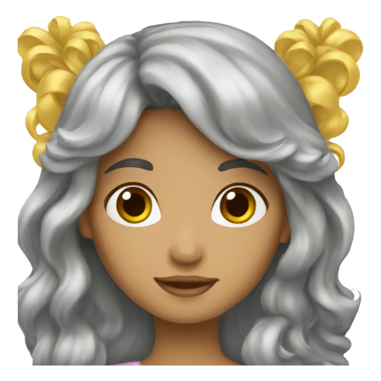princess emoji with long brown hair and bangs sticker