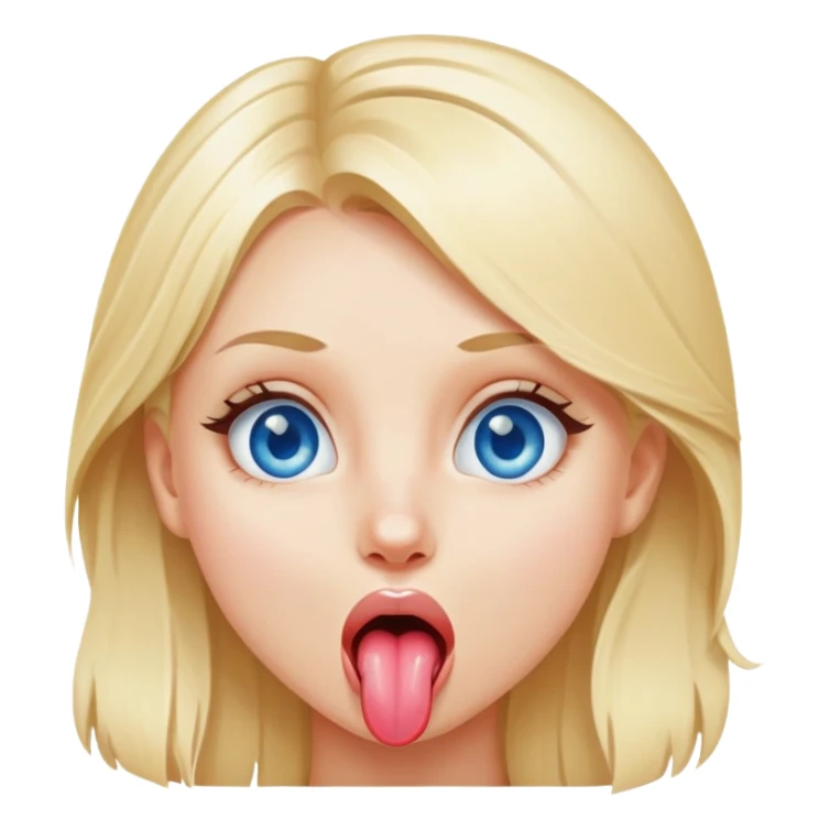 blonde blue eyed girl sticking long tongue out sticker