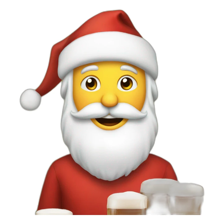 Père Noël qui boit de la bière avec des enfants sticker