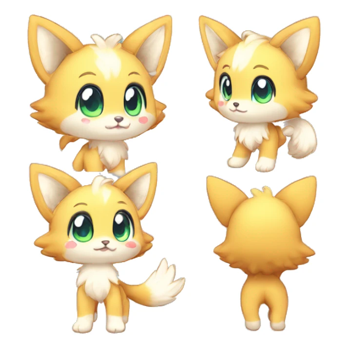 Cute Kawaii Chibi Anthro Fur-Sona Pretty Shiny Colorful Sparkly Fakemon Full Body sticker