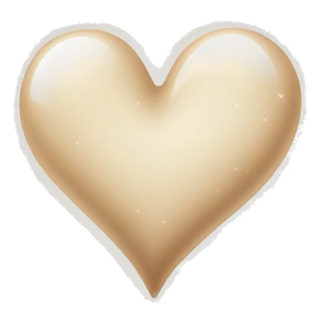 beige and white mix colour heart with little sparkling  sticker