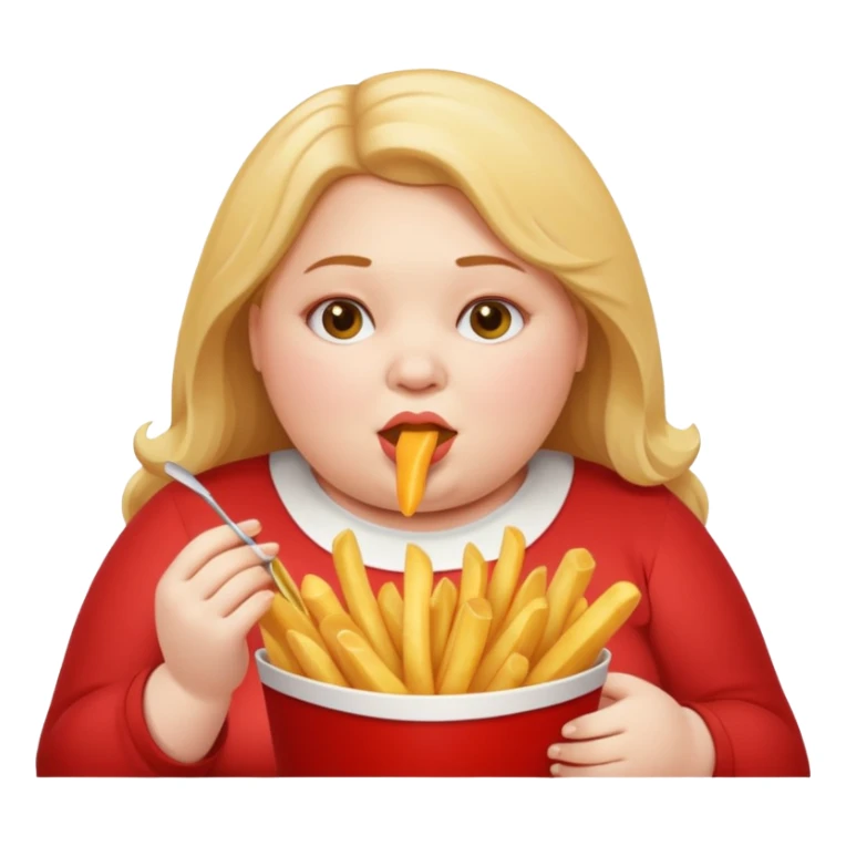 Fat Girl munching fries sticker