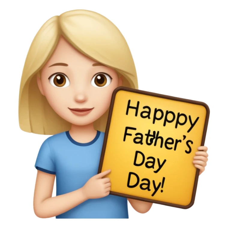 girl holding sign that says happy father’s day sticker