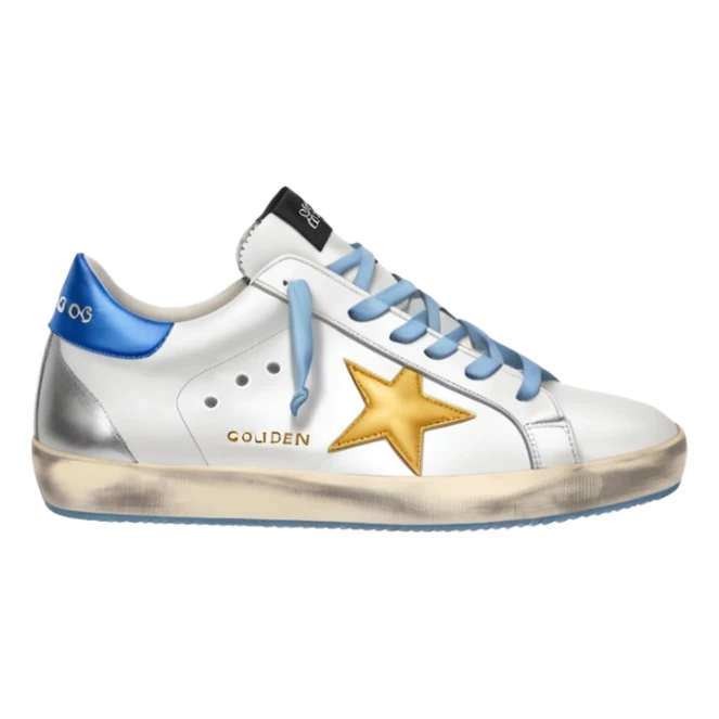 golden goose low sneakers white and silver star sticker